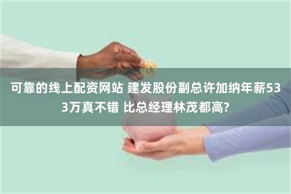 可靠的线上配资网站 建发股份副总许加纳年薪533万真不错 比总经理林茂都高?