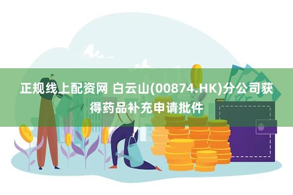 正规线上配资网 白云山(00874.HK)分公司获得药品补充申请批件